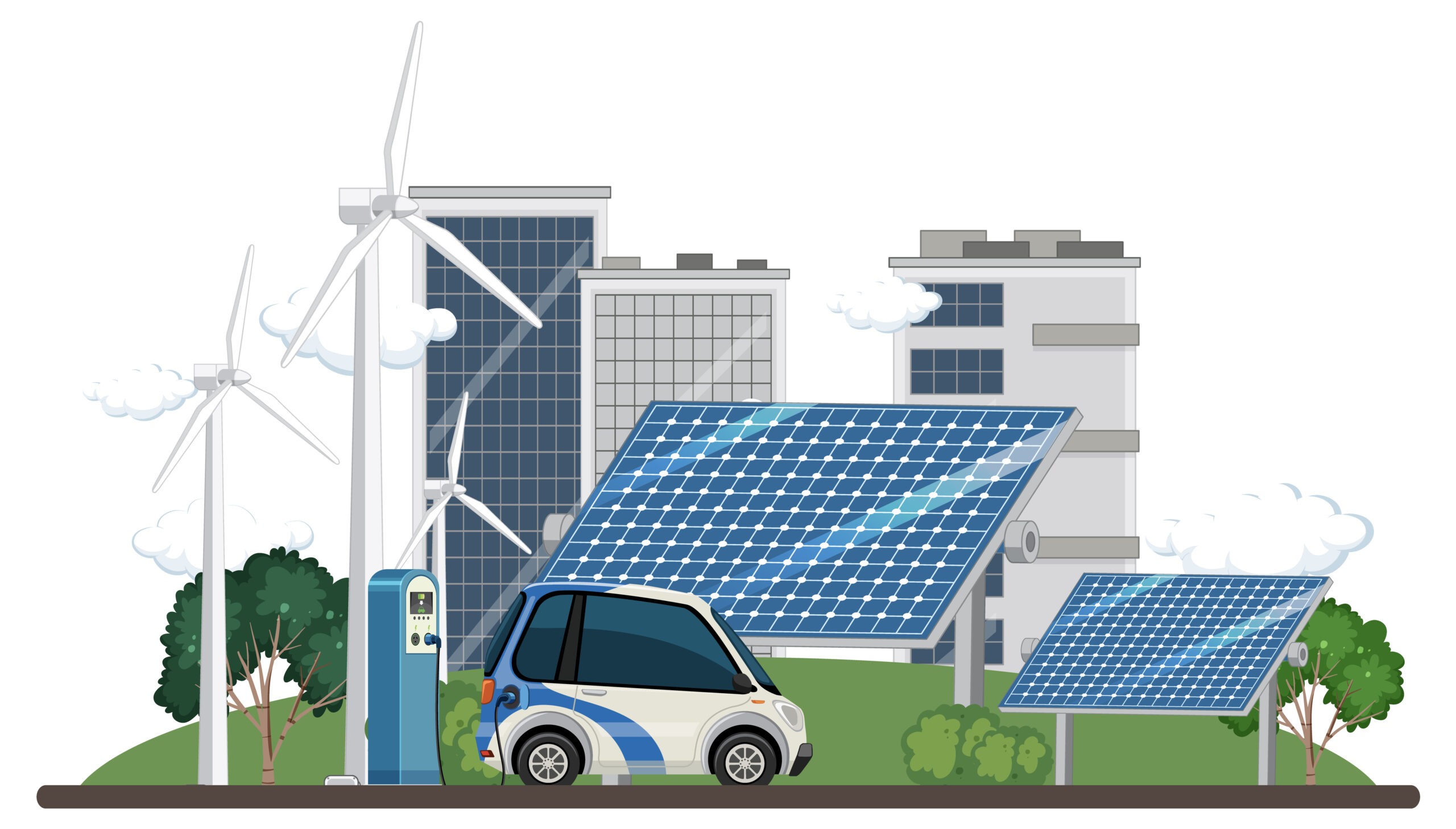 Green energy generated from natural resources vector concept